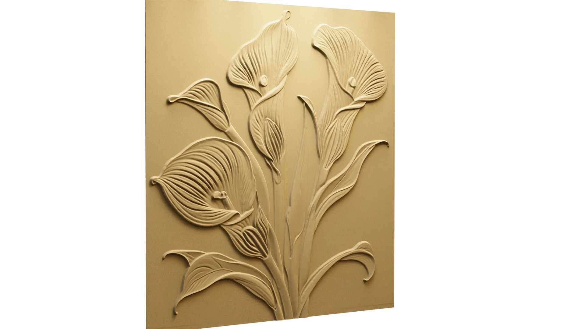 3D Modern Calla Lily Panel Wall Decor Set Relief Mural CNC 154 Model ...