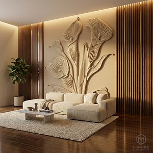 3D modern Calla lily panel wall decor set relief mural CNC 154 model