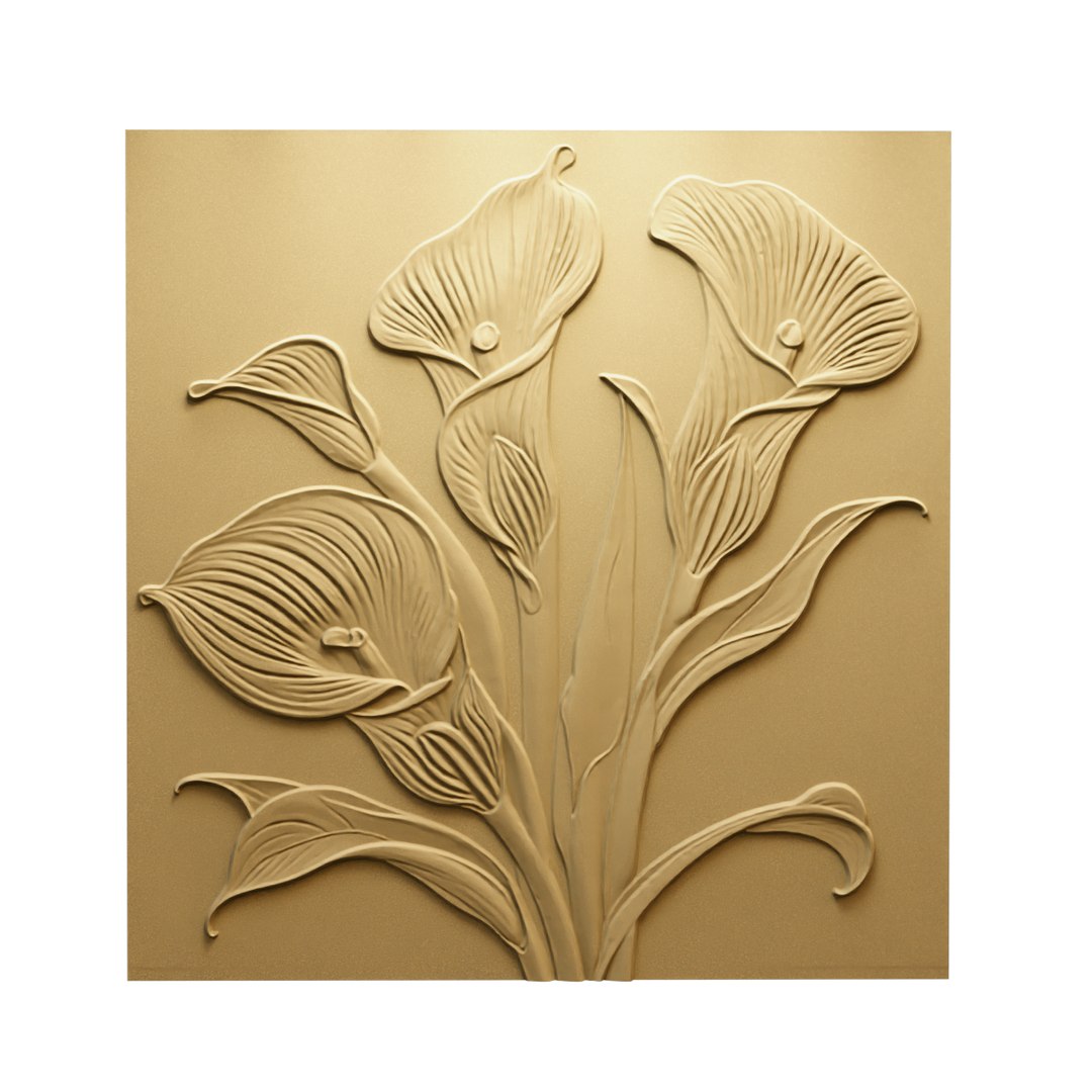 3D Modern Calla Lily Panel Wall Decor Set Relief Mural CNC 154 Model ...