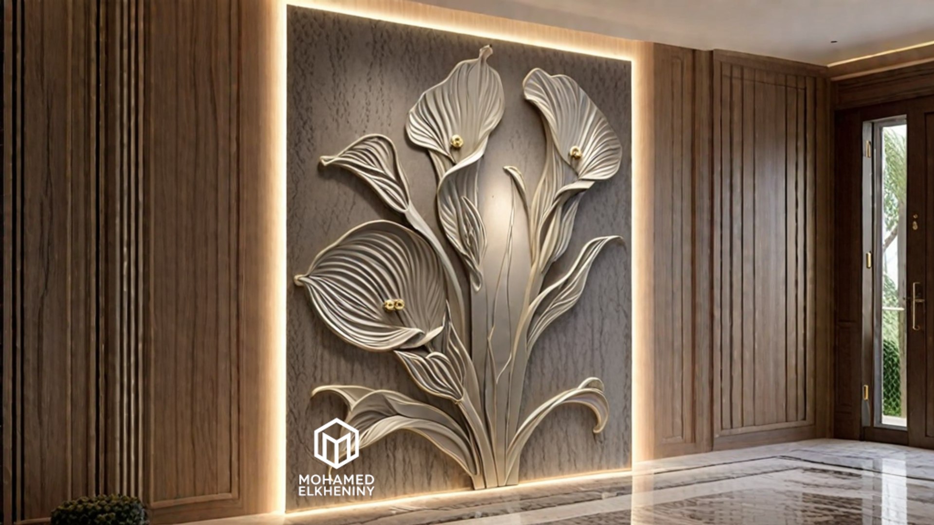 3D Modern Calla Lily Panel Wall Decor Set Relief Mural CNC 154 Model ...