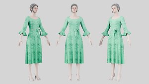 3D Dress 03 Medium Aquamarine model