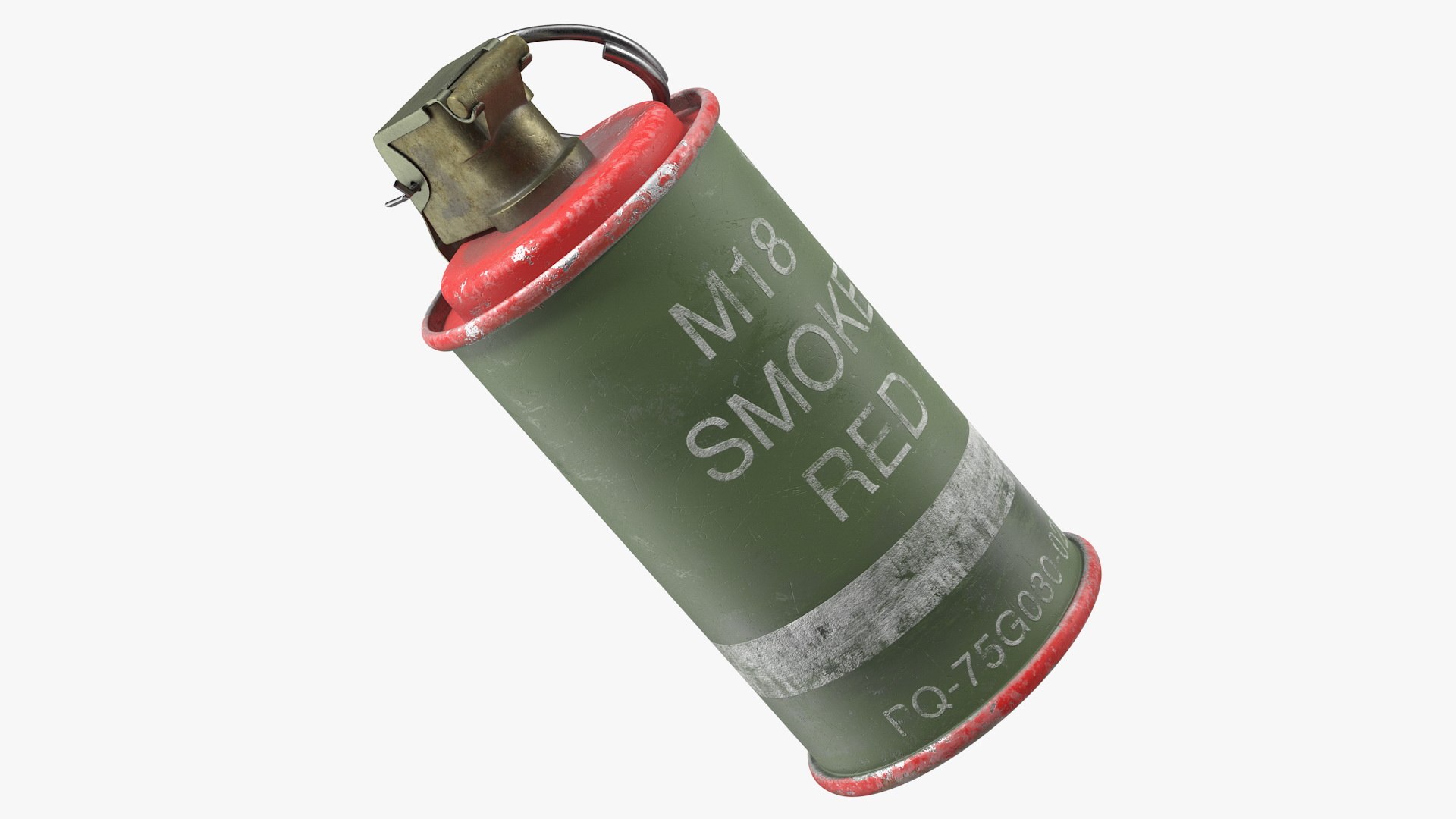 M18 Smoke Grenade Red Old 3D model preview