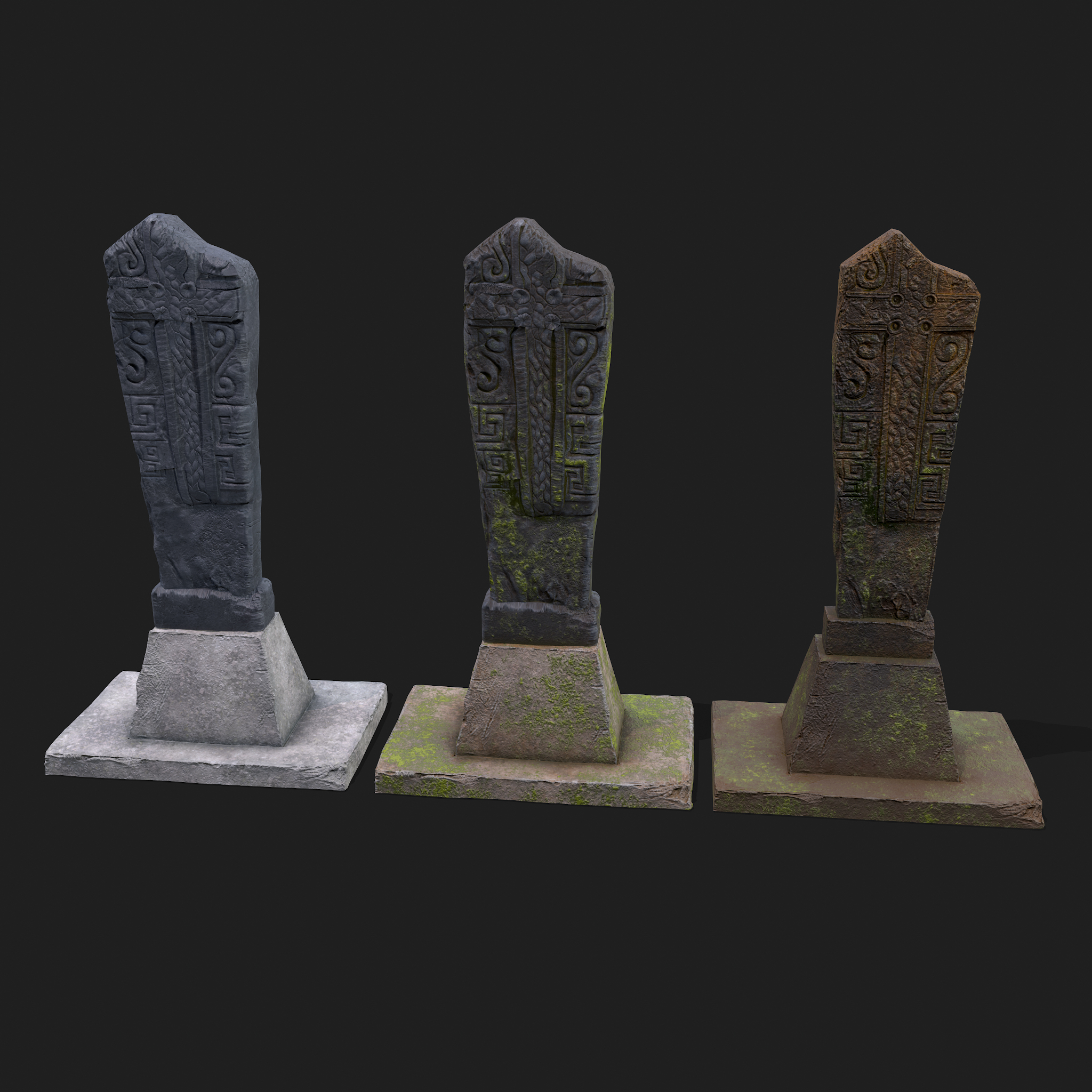 3D Mossy Grave Stone - TurboSquid 1758784