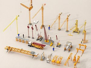 Construction Cranes 3D Model Collection Tower Crane Hoist Crane MAX VR 3D model
