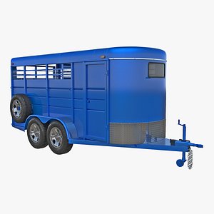 3D horse slant blue trailer