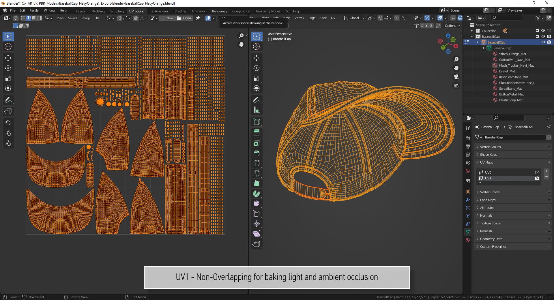 Baseball Cap Navi Multi-Material with Tiling Textures 3D - TurboSquid ...