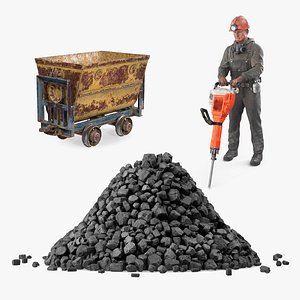 3D model Miner with Mining Accessories Collection