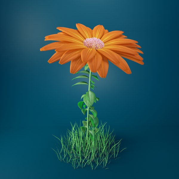 3D rigged orange flower model - TurboSquid 1349581
