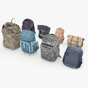 3D Backpack and bag collection 8 items military city urban style tactic hiking fashion