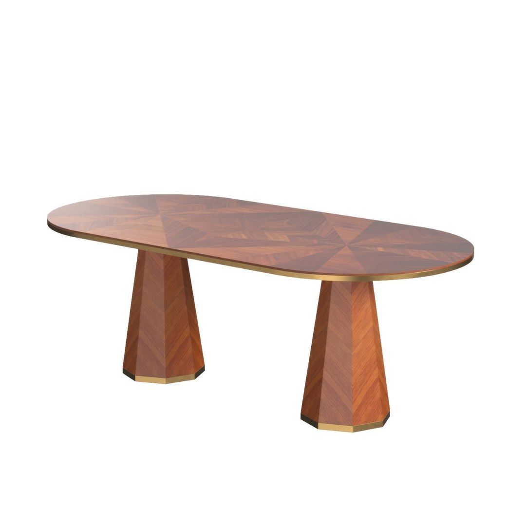 Quillen Marquetry Double Pedestal Dining Table PBR 3D Model TurboSquid 2205414