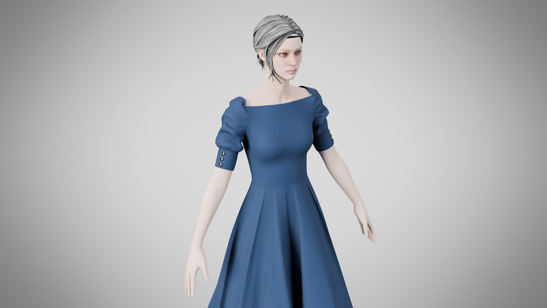 Dress 50 Single Blue Model - TurboSquid 2527265