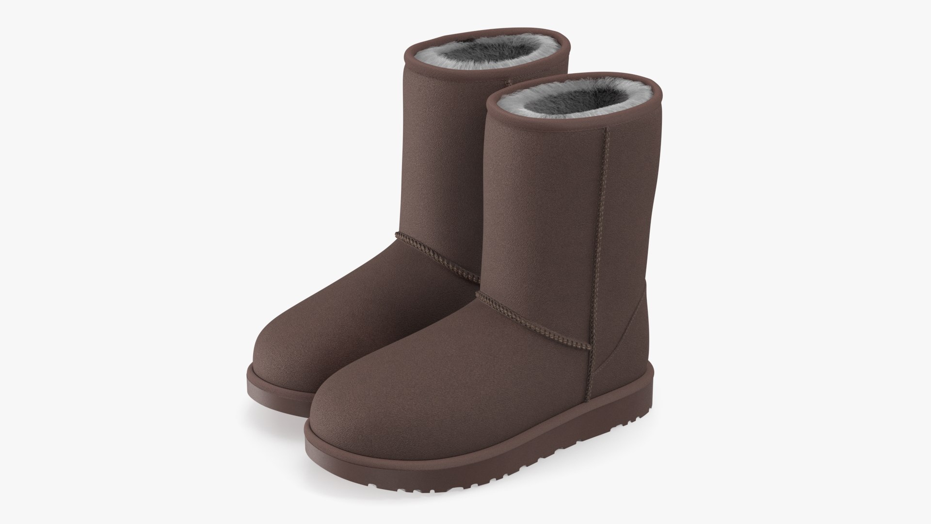 Classic Short Boots for Ladies Fur Brown 3D model preview