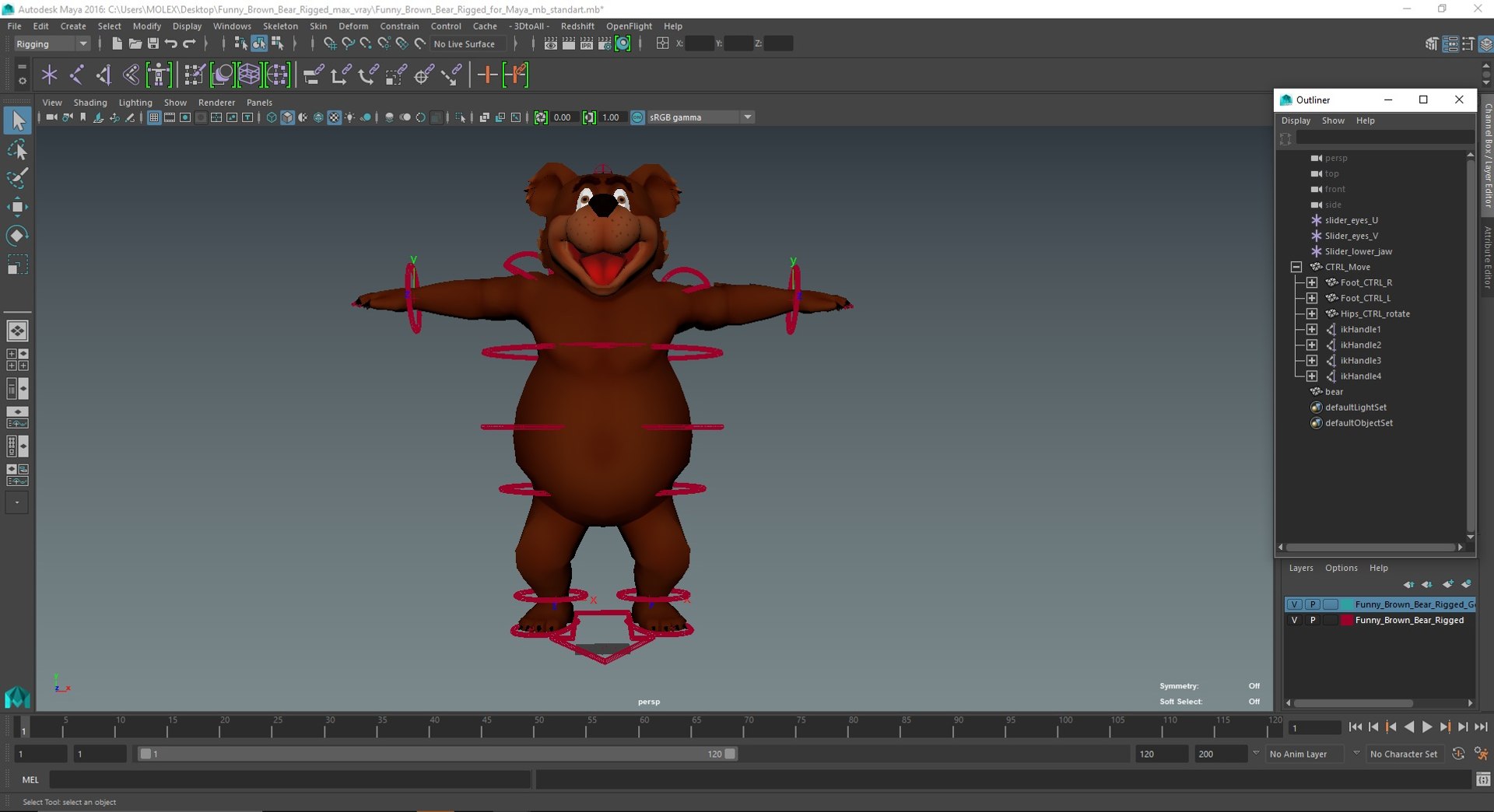 3D Funny Brown Bear Rigged For Maya - TurboSquid 2209148
