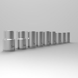 Deep Sockets from 5 to 13 mm - AB 3D model