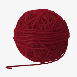 3d model red ball yarn