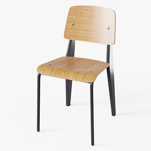 Standard Chair Black - PBR Wooden and Steel Chair