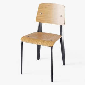 Standard Chair Black - PBR Wooden and Steel Chair