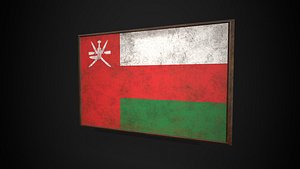 Old Picture Frame With Oman Flag - Game Ready PBR Low-poly 3D Model 3D model