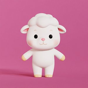 3D Sheep Character Cartoon Chibi Kawaii lowpoly 3D model