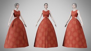 3D Dress 32 Crimson Mandala Brocade v2