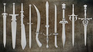 100 Medieval Swords Collection Base Mesh 3D model