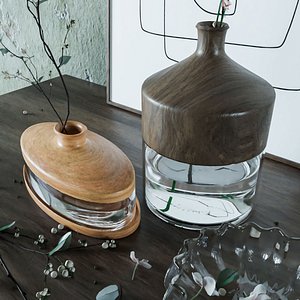 Decorative set-Hydrangea flower and  Modern plant vase