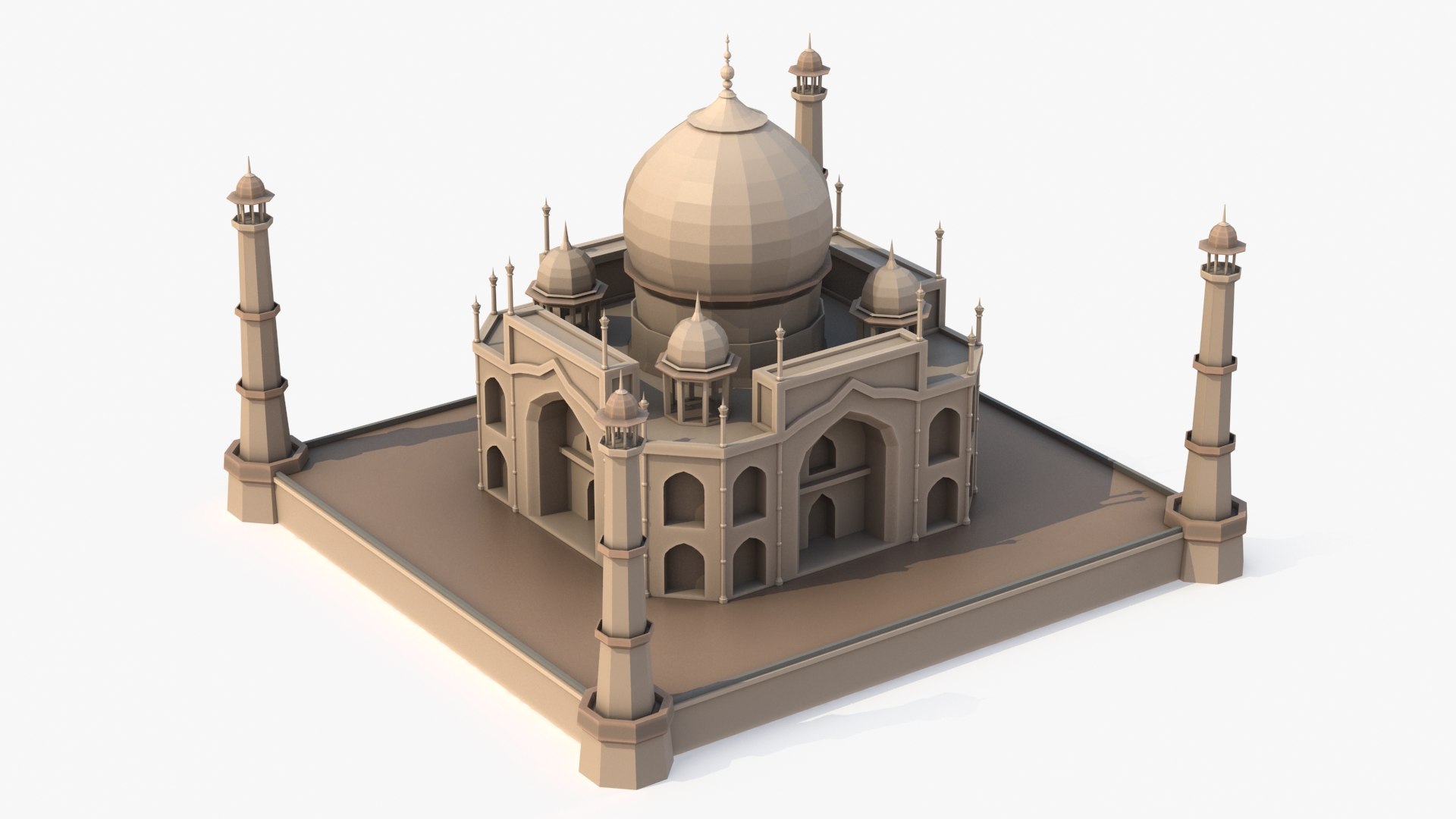 Low Poly Cartoon Model Taj Mahal 3D model preview