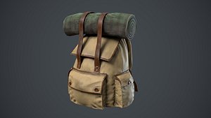 low-poly backpack pbr 3D model