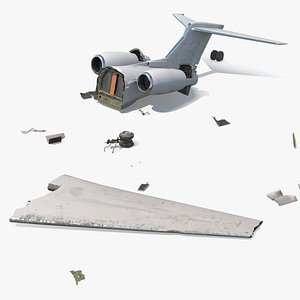 3D Jet Rear Fuselage Wreckage Crashed model