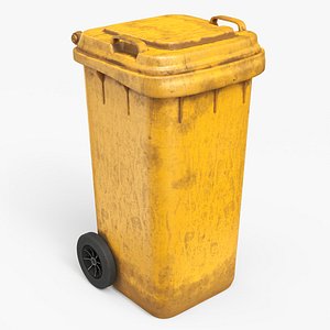 Wheeled Garbage Bin Yellow Dirty