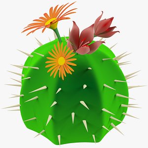 Cartoon Cactus with Flowers