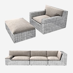 3D model sofa dedon lou seat