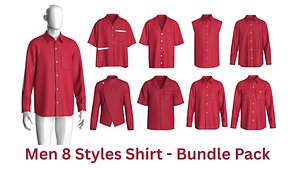 Men 8 Styles Shirt - Bundle Pack 3D model