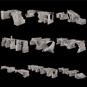 DESTROYED BRIDGE ROMAN GREEK ANCIENT ROAD OLD STONE COLLECTION model