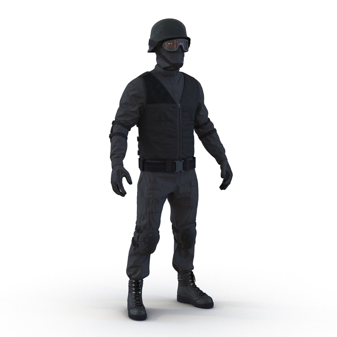 SWAT Man Afro American Rigged 2 3D Model 3D model preview