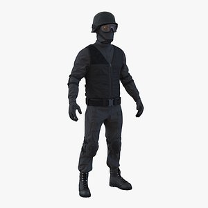 3d swat man afro american