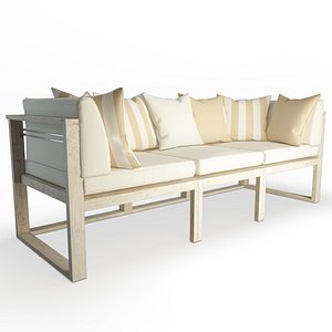 3D Natural Wood Sofa Siena model