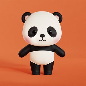 Cartoon Panda Character Chibi Kawaii Low-poly 3D model 3D