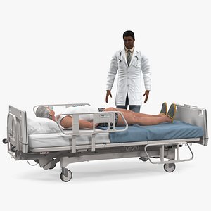 3D model Patient on Hospital Bed And Doctor Rigged