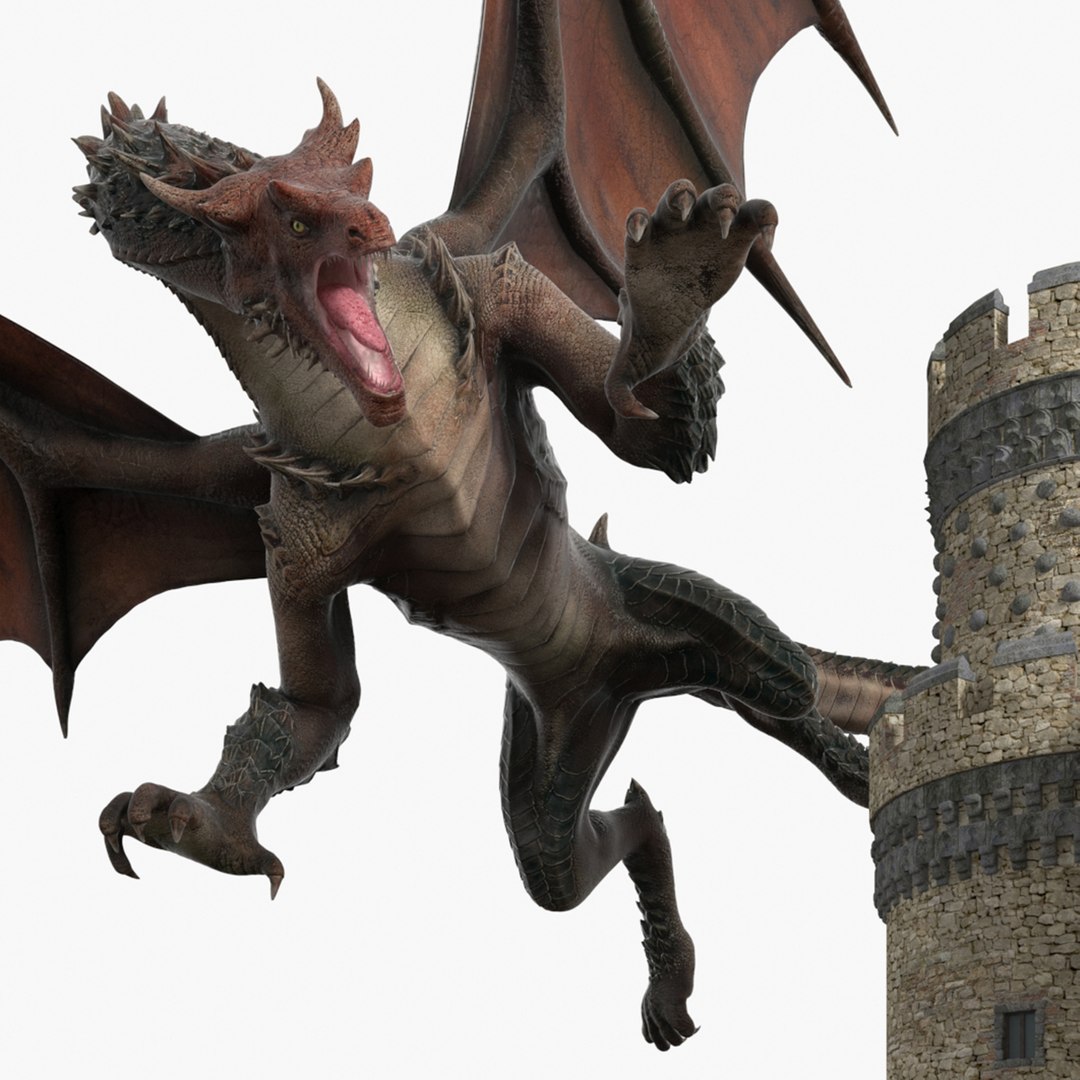Crusader Knight King Protecting Castle from Dragon