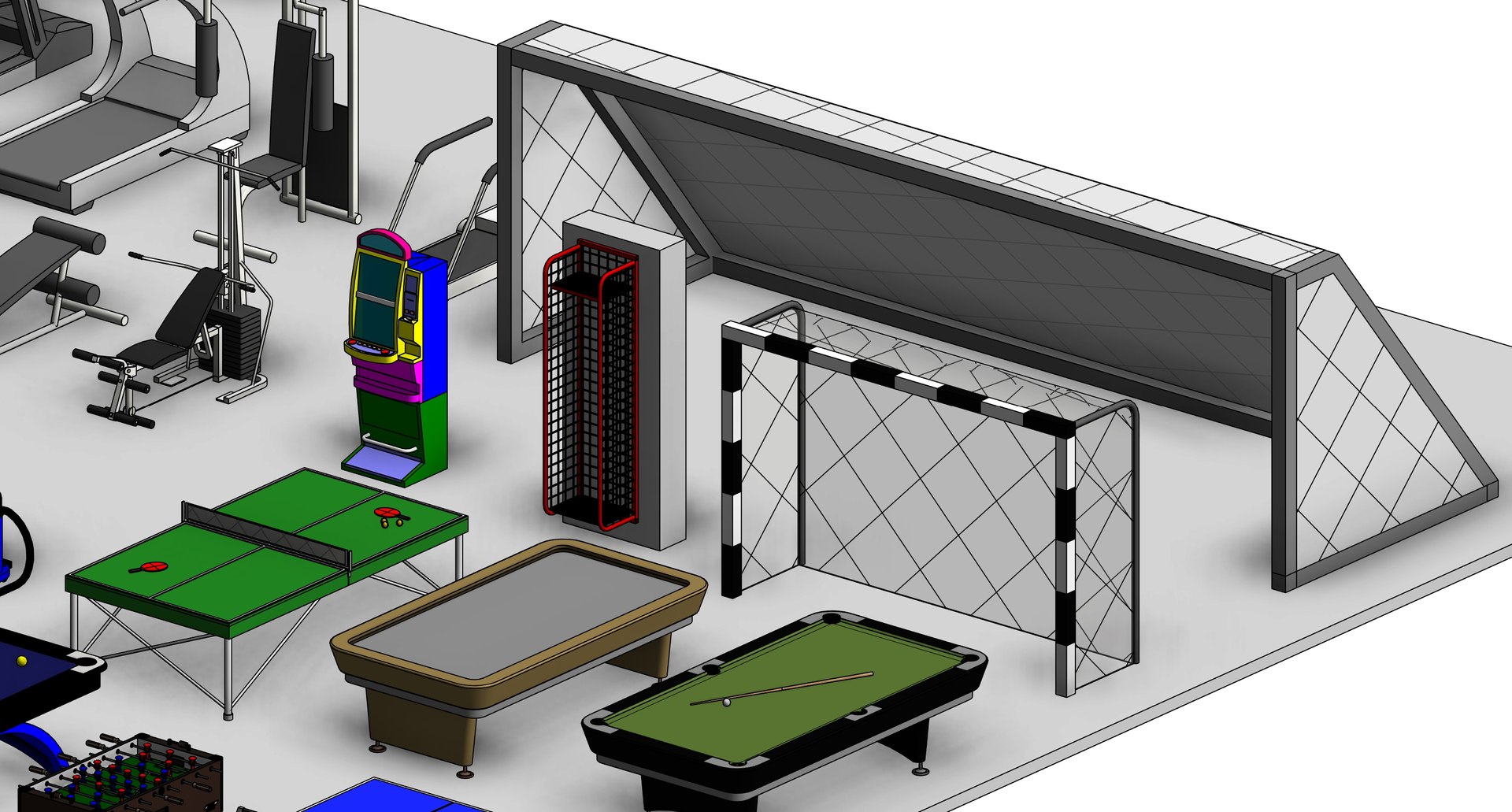 3D Sports Gym Soccer Billiard Revit Family Parameter Bundle ...