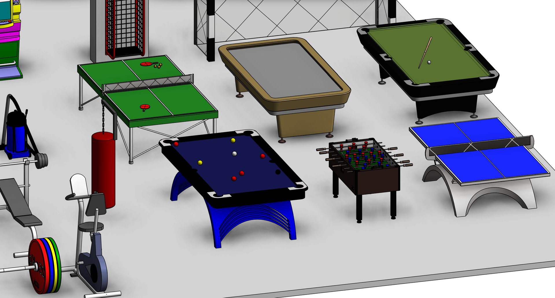 3D Sports Gym Soccer Billiard Revit Family Parameter Bundle ...