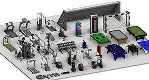 Sports Gym Soccer Billiard Revit Family Parameter Bundle