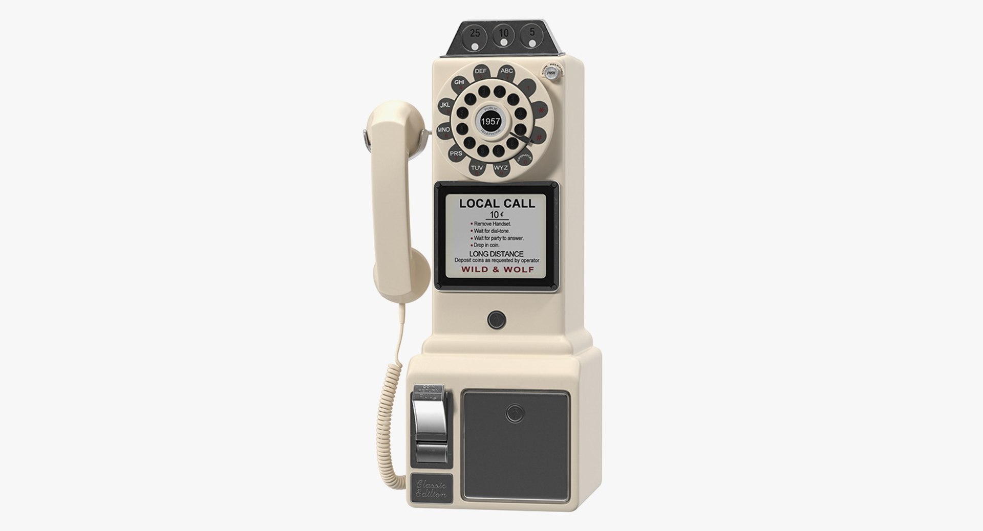 Wild Wolf 1950 American Diner Phone 3D model preview