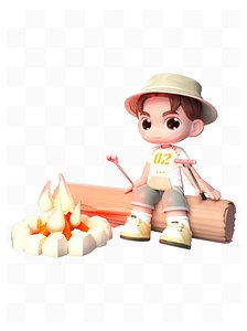Spring outing characters outdoor 3D