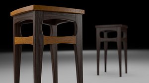 Walnut Iroko Hardwood End Table Furniture 8K PBR subdiv modern