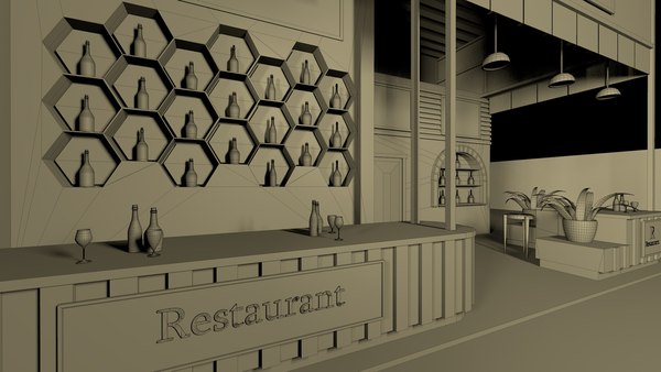 modelo 3d Interior del restaurante - TurboSquid 2275130
