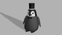 Baby Penguin Wearing Tophat and Bowtie