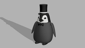 3D Baby Penguin Wearing Tophat and Bowtie model