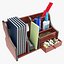 3D Office Wood Organizer with Supplies 01